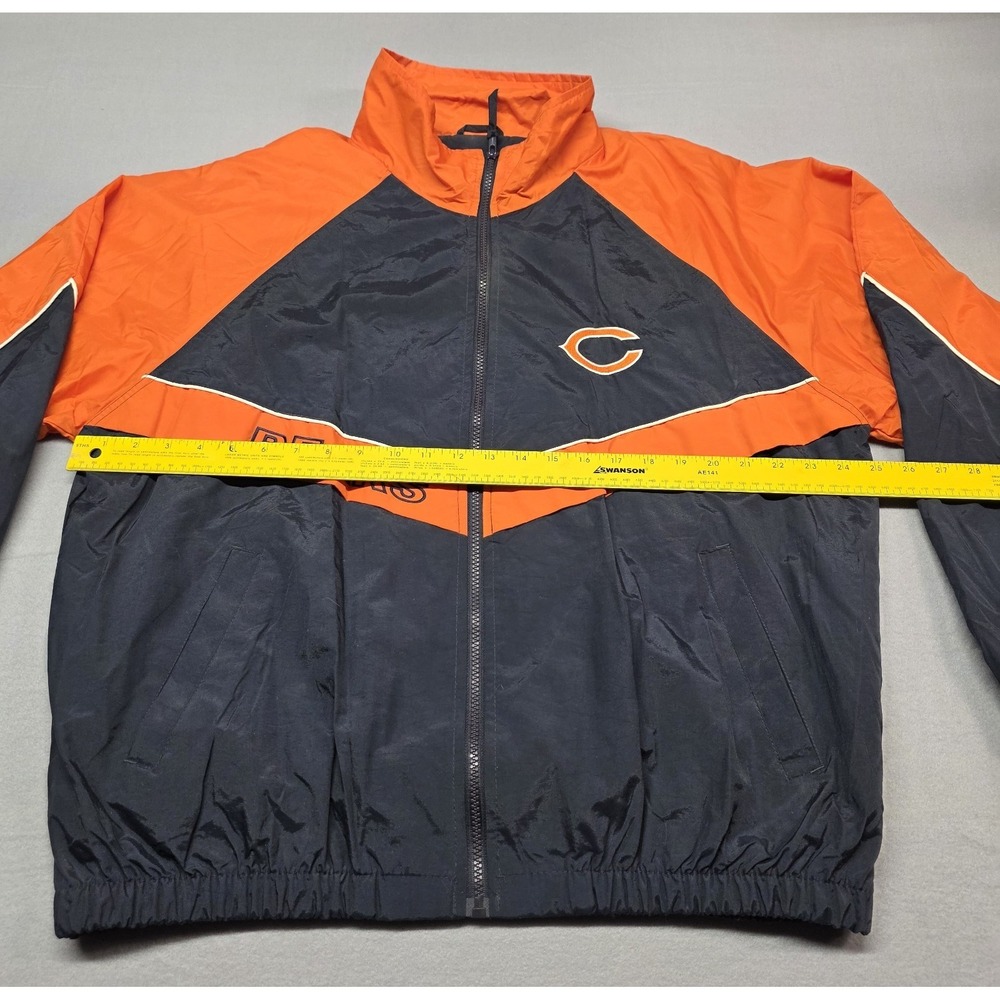 Vintage Logo Athletic Chicago Bears NFL Windbreaker Jacket Navy Orange Mens L NW - Picture 3 of 13